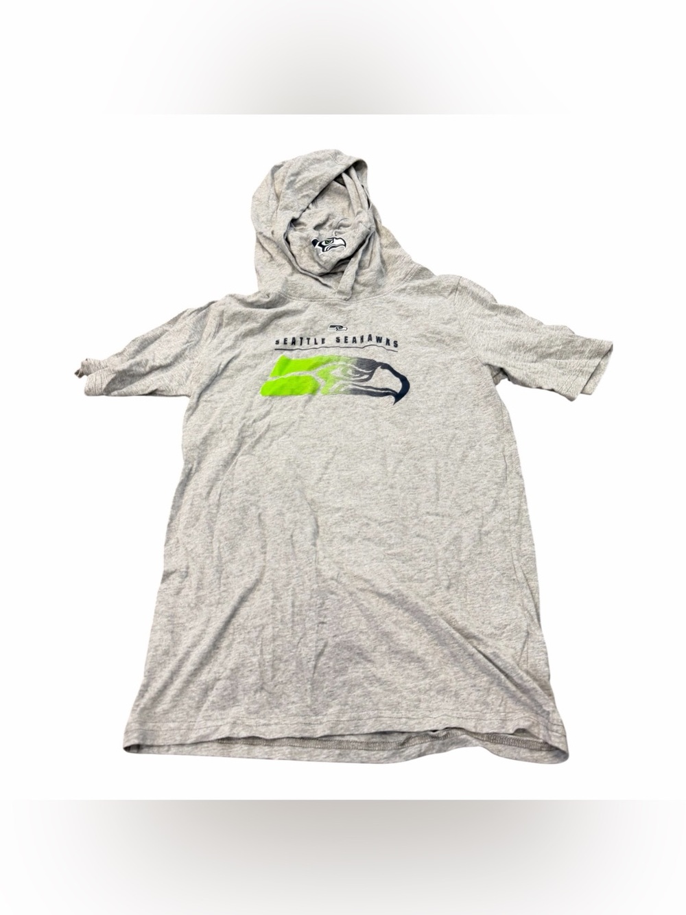 Seahawks Boys Hoodie T-Shirt W/ High Neck/ Mask, Gray Blue, Size 14-16